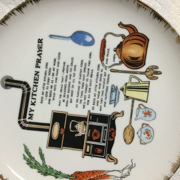 Vintage My Kitchen Prayer Ceramic Plate made in Japan kitchen wall decor 10" - Picture 4 of 6